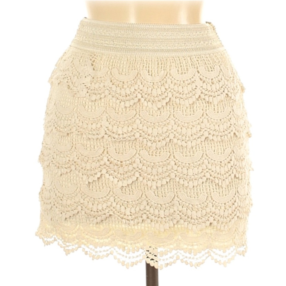 NWOT American Rags Ivory Crochet Mini Skirt